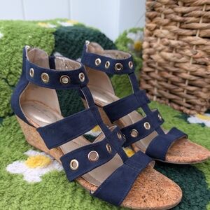 Women's Navy Wedge Sandals